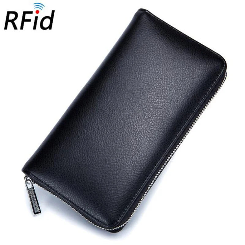 Men wallet genuine leather passport RFID long large capacity organ mobile phone  multi function card holder unisex wallets