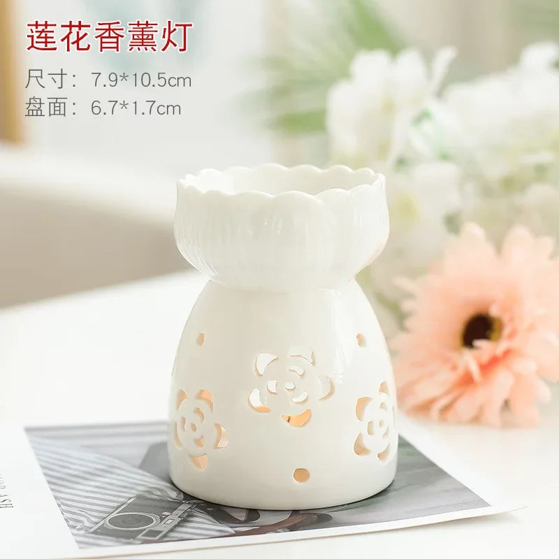 Wax Melt Essential Oil Burner, Ceramic Aroma Burners Diffuser Holder Aromatherapy Tarts Assorted Wax Scented Candle Warmer