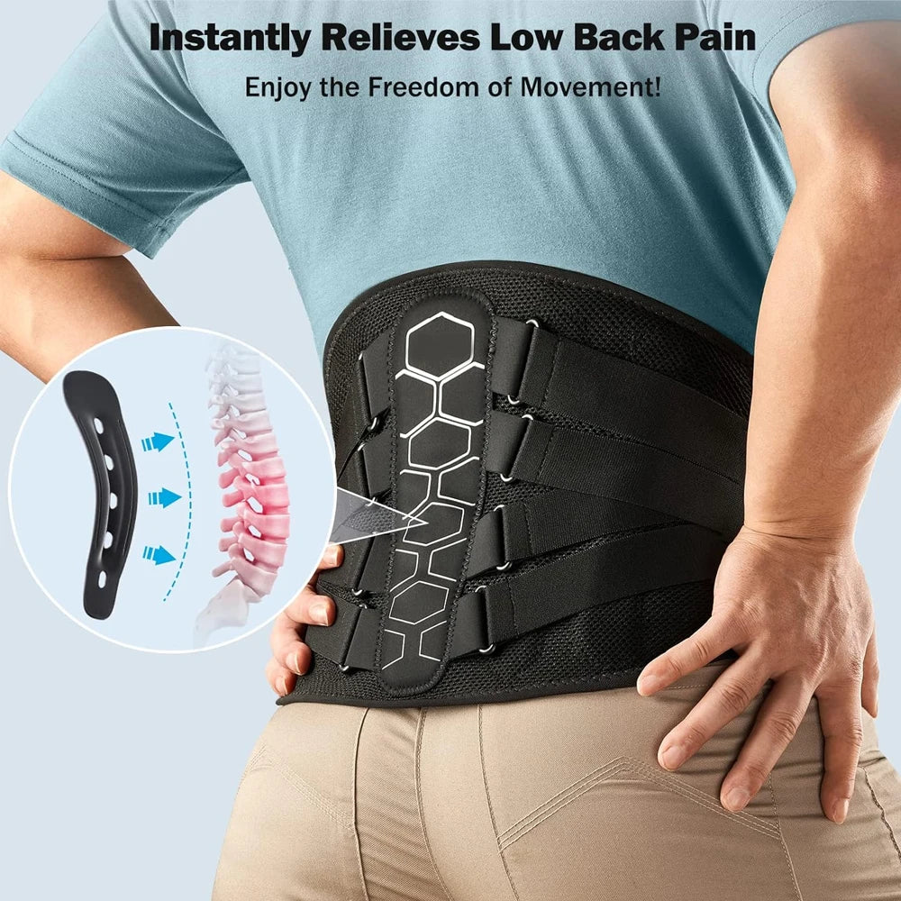 Back Brace for Lower Back Pain Women/Men,Back Support for Heavy Lifting with Ergonomic Lumbar Pad,Breathable Lumbar Support Belt - KIMLUD