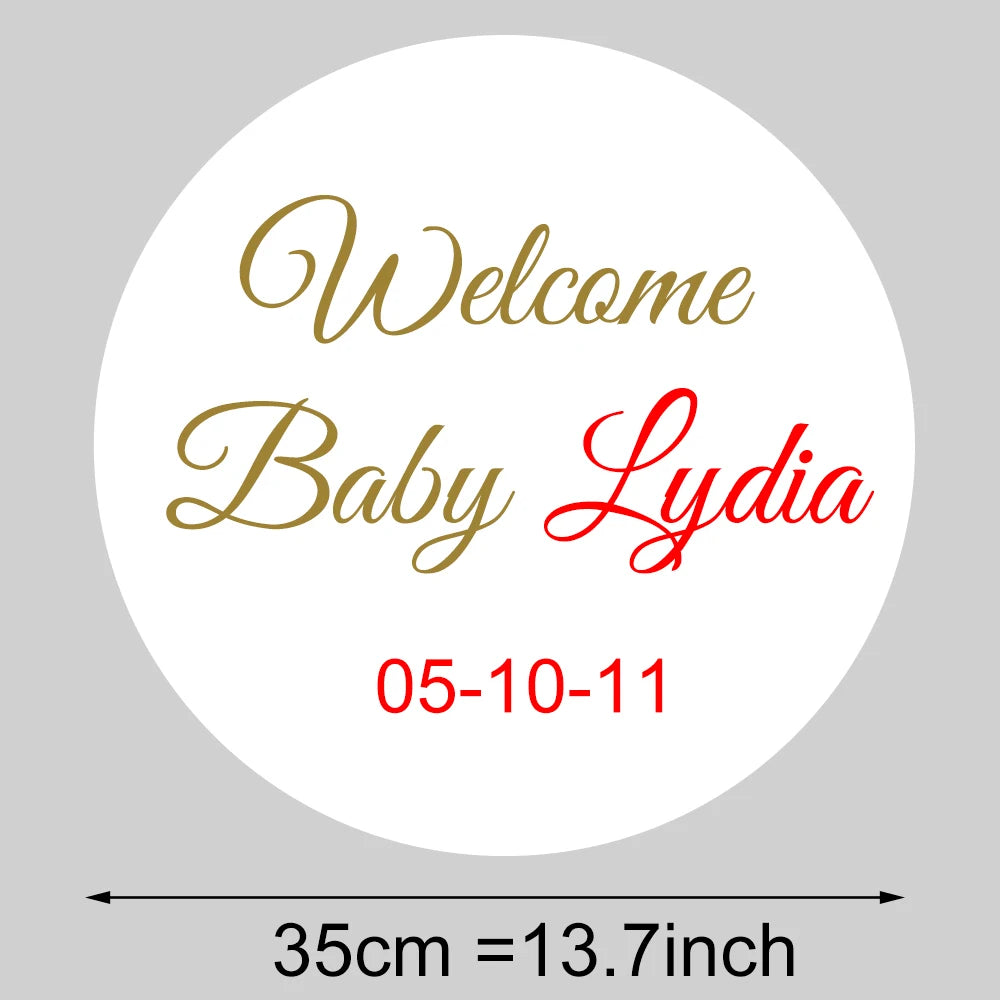 KIMLUD, Round Custom Welcome Sign Board 35x35cm Personalized Welcome Baby Shower Sign for Birthday Decoration Baby Shower Party Decor, Send us Name F / Rose Gold, KIMLUD APPAREL - Womens Clothes