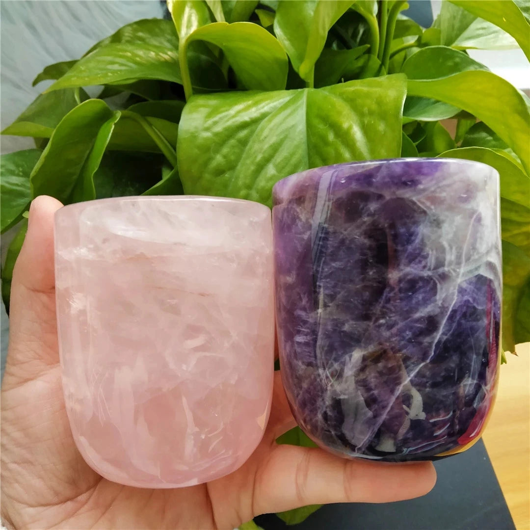 Natural Crystal Amethyst Rose Quartz White Crystal Cup High Quality Healing Crystal For Gift Collection Craft Home Decor - KIMLUD