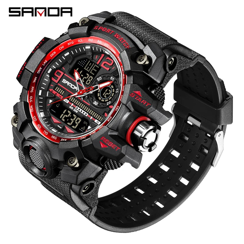 KIMLUD, SANDA G Style New Men's Watches 50M Waterproof  Sports Military Quartz Watch For Male Digital Wristwatch Clock Reloj Hombre, Black red 3133 / CHINA, KIMLUD APPAREL - Womens Clothes