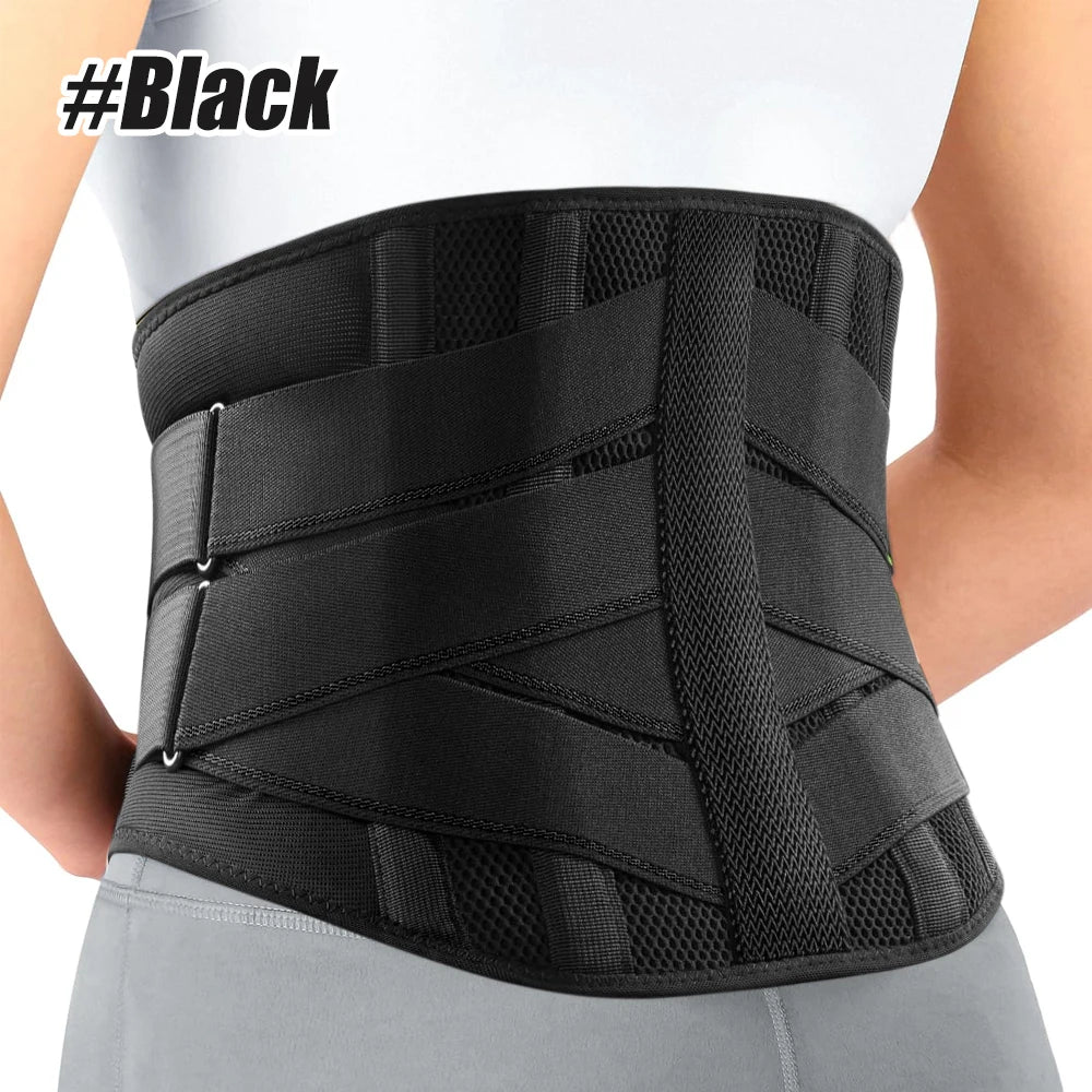 KIMLUD, 1Pcs Back Brace for Lower Back Pain Relief, Lower Back Pain with 6 Stays, Herniated Disc, with Lumbar Support Pad for Men/Women, 1-Black / L Waist 90-110cm, KIMLUD APPAREL - Womens Clothes