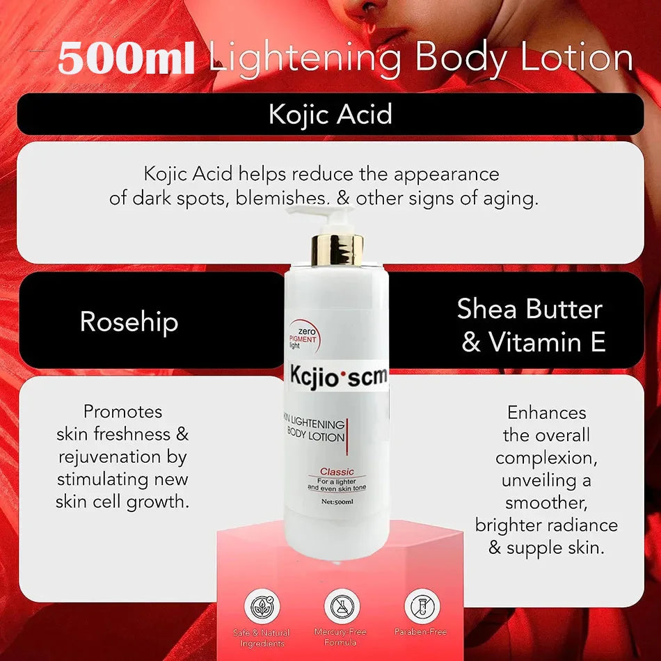 500ml Fast Whitening Cream For Dark skin Kojic Sen Moisturizing Lightening Body Lotion Skin Care for Flawless Even Skin Tone