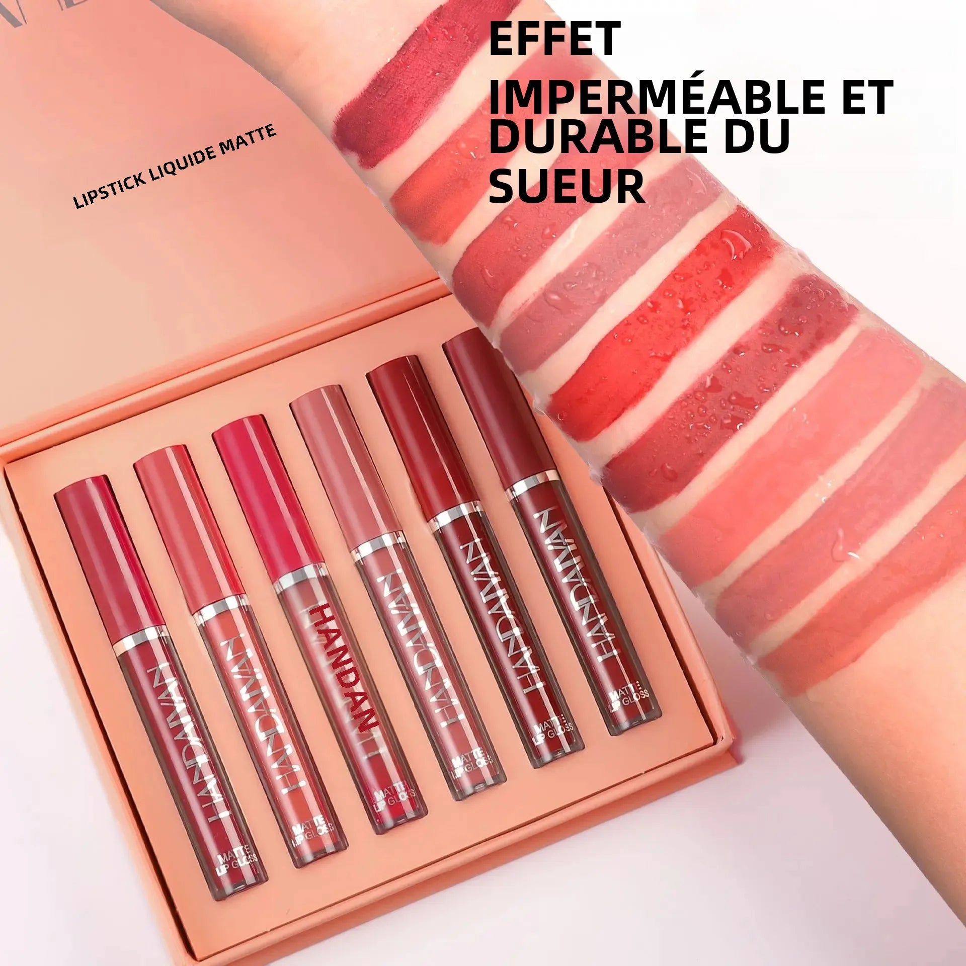 HANDAlYAN Liguid Lipstick 6-color Lipgloss Set With Long-lasting Waterproof And Non Stick Cup Matte Lip Gloss