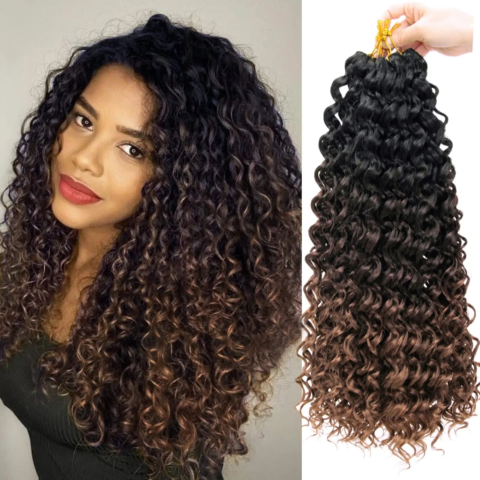 KIMLUD, Crochet hair GoGo Curl for Black Women Short Beach Curl Bohemian Crochet Braids Natural Black Deep Wave Braiding hair Extensions, KIMLUD Womens Clothes