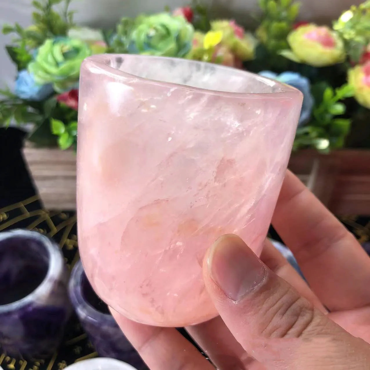 Natural Crystal Amethyst Rose Quartz White Crystal Cup High Quality Healing Crystal For Gift Collection Craft Home Decor - KIMLUD