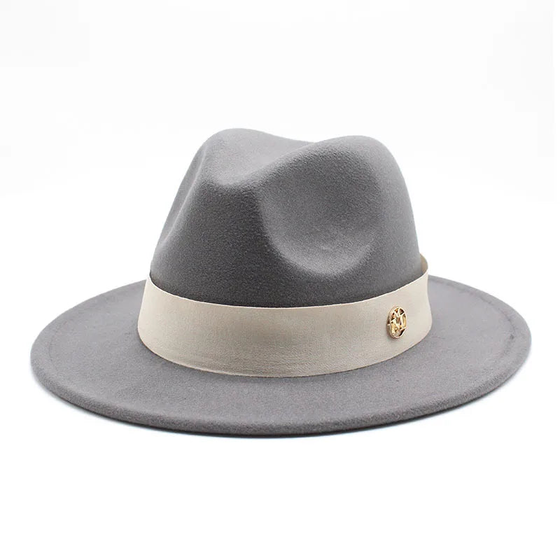 KIMLUD, New Fedora Hat For Women Winter Elegant Fashion Formal Wedding Decorate Church Cap Panama Party Jazz Hat chapeau femme, Light Grey / 56-58CM, KIMLUD APPAREL - Womens Clothes