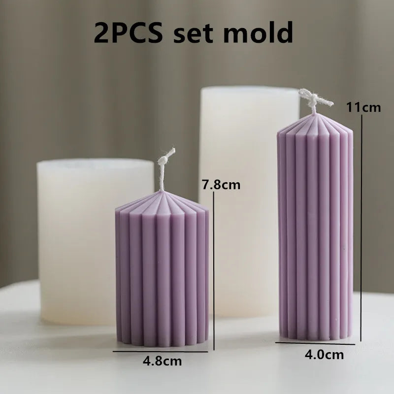 KIMLUD, Upgraded Knot Cylindrical Candle Silicone Mold Bow Knot Stripe Cylindrical Candle Mold Vase Shape Candle Acrylic Plastic mold, 2pcs set as show 2, KIMLUD APPAREL - Womens Clothes