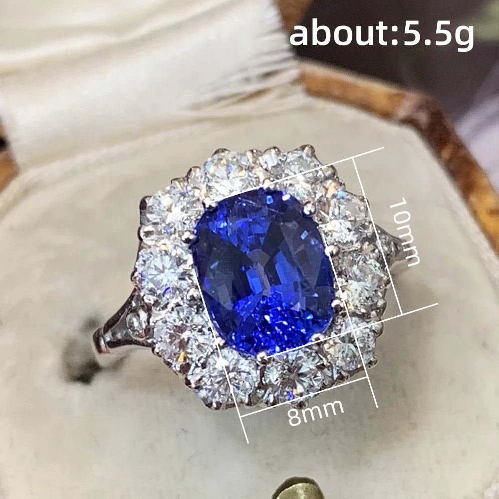 Huitan Bling Bling Blue Cubic Zirconia Ring for Women Temperament Elegant Lady's Accessories Wedding Anniversary New Jewelry