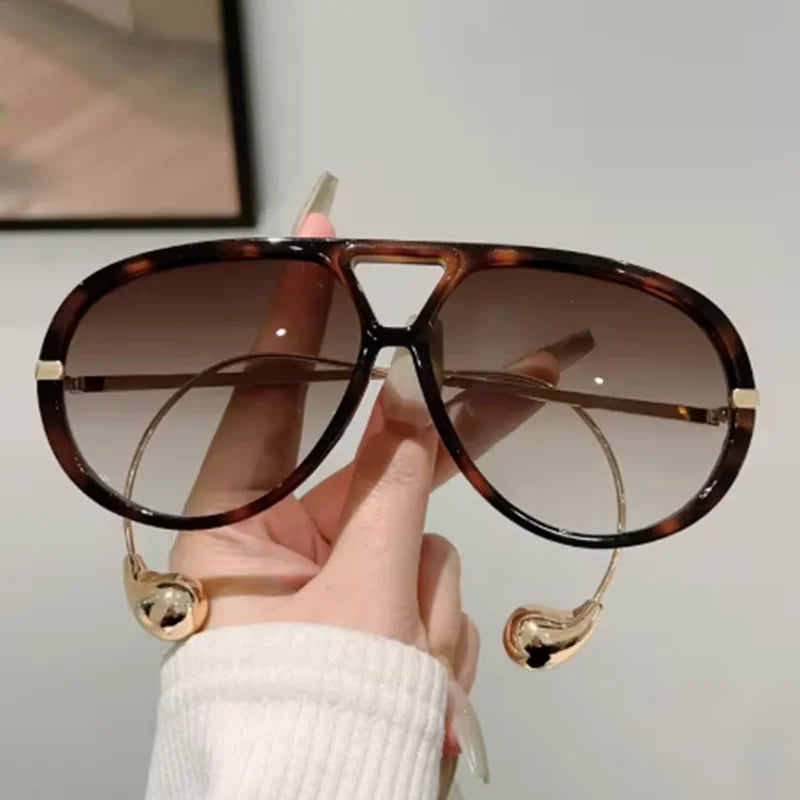 Luxury Brand Designer Oversized Pilot Sunglasses Women For Men 2025 Popular Vintage Sun Glasses Punk Double Bridge Eyeglasses