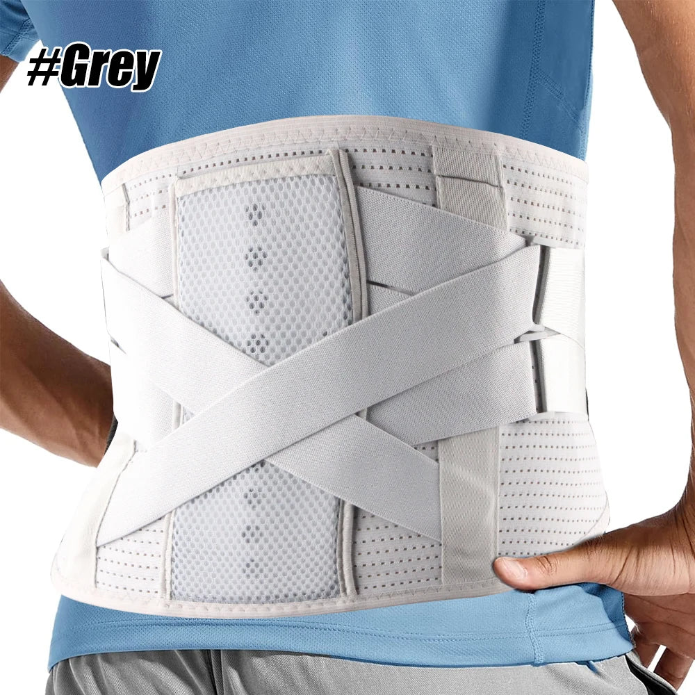 KIMLUD, Back Brace for Lower Back Pain Relief,Waist Support Belt for Men Women,Soft Breathable Fabric Lumbar Support for Herniated Disc, Gray-1PCS / M, KIMLUD APPAREL - Womens Clothes