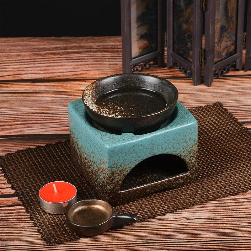 3 in 1 Vintage Restaurant Household Tea Warmer Set 140ml Ceramics Essential Oil Furnace Candle Heating Incense Burner Home Decor