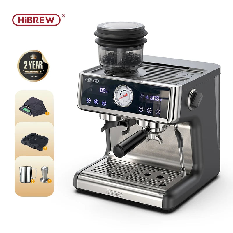 HiBREW Dual Boiler System Barista Pro 20Bar Bean to Espresso Cafetera Coffee Machine with Full Kit for Cafe Hotel Restaurant H7A