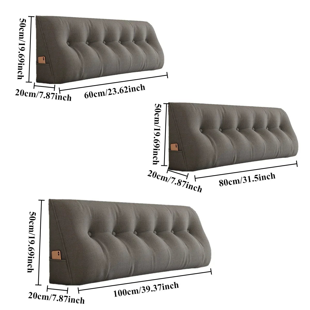 Long Pillow Headboard Cushion Triangle Large Back Bed Soft Bag Pillow Can Be Disassembled Washed Bedroom Sofa Cojín Triangular - KIMLUD