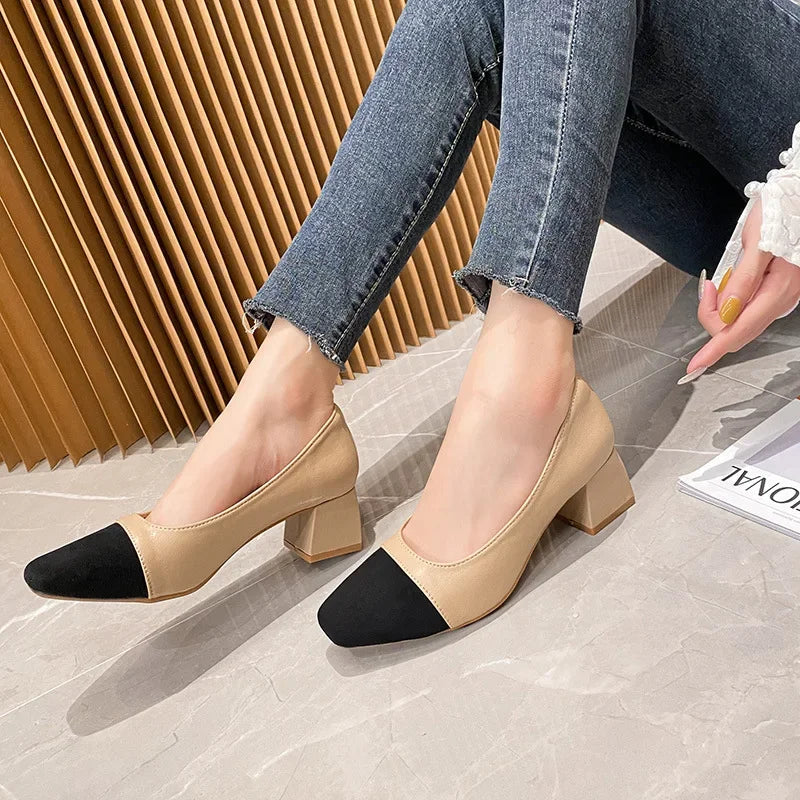 Women's High Heels Luxury Designer Shoes French Autumn New Slip on Casual Office Work Loafer Pumps Zapatillas Mujer 2024 - KIMLUD