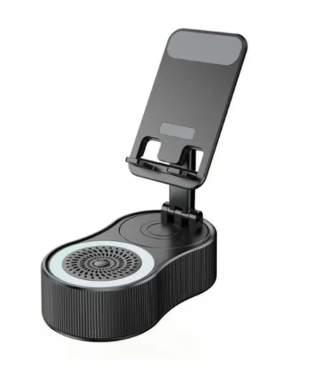 Wireless Speaker with Colorful Ambient Light 360°rotatable Adjustable FoldingLift-non-slip Phone Holder 5.3 HDSurround Subwoofer