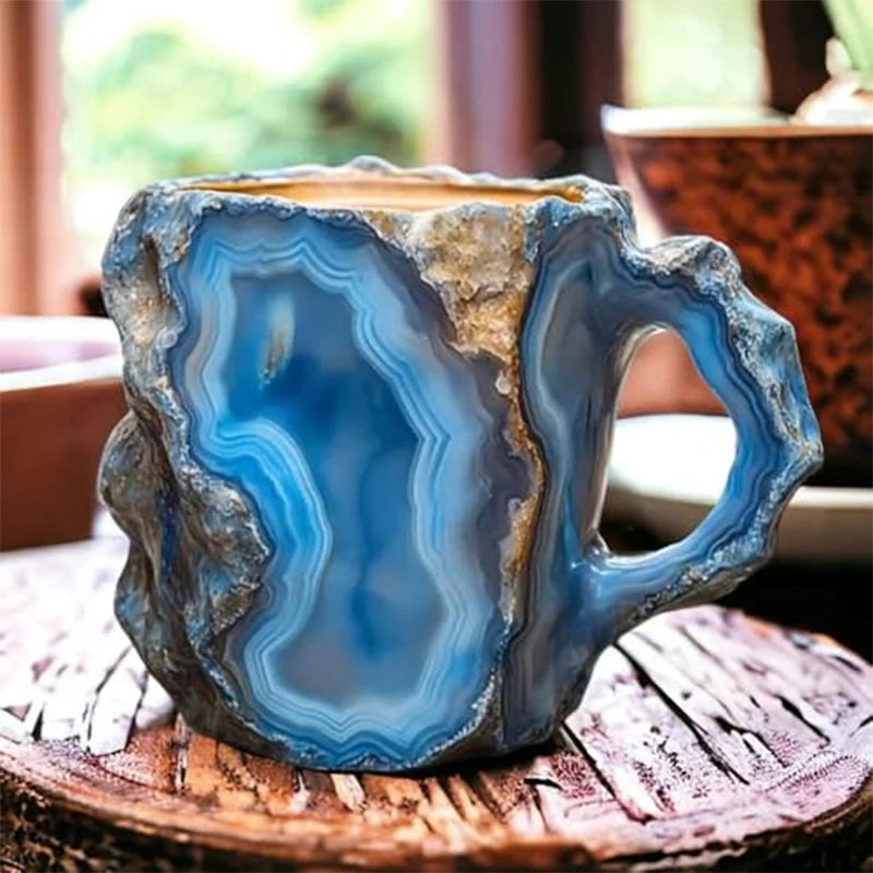 New Mineral Crystal Coffee Mugs Elegant Luxury Mineral Large Capacity Drinkware Tea Cup Ware Resin Gift Household Necessities