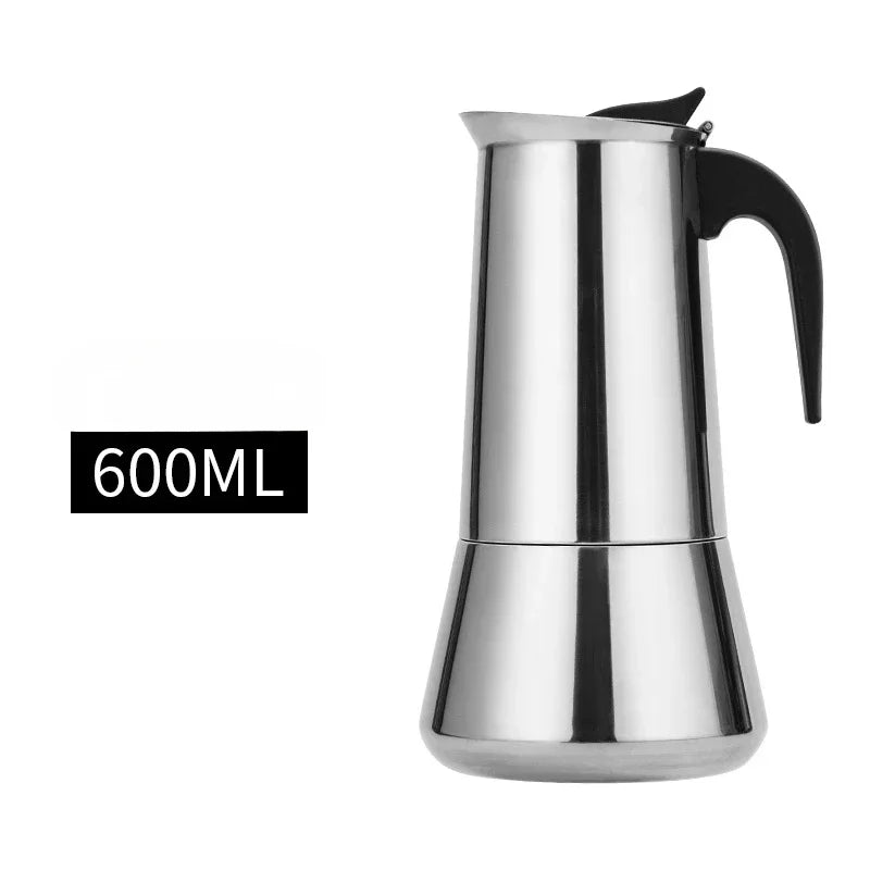 1-12 Cup 600ML Stovetop Moka Pot for Portable Coffee Maker,Stainless Steel Coffee Pot,Espresso Percolator Maker for Home Camping