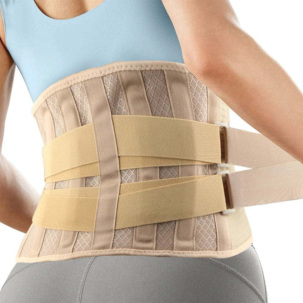 KIMLUD, 1Pcs Back Brace for Lower Back Pain with 6 Stays,Breathable Back Support Belt for Men Women - Anti-skid Lumbar Support for Work, Beige-1PCS / XXXL, KIMLUD APPAREL - Womens Clothes