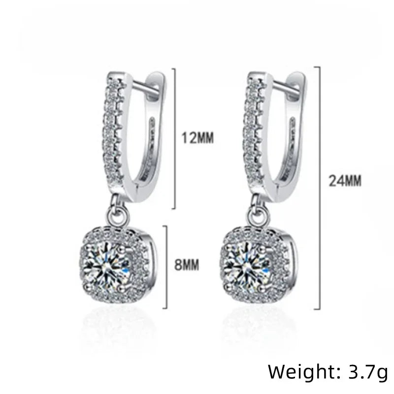 KIMLUD, 2CT Moissanite Huggie Hoop Earring for Women Lab Created Diamond 925 Sterling Silver Dainty Hoop Dangle Earring Fine Jewelry, KIMLUD Womens Clothes