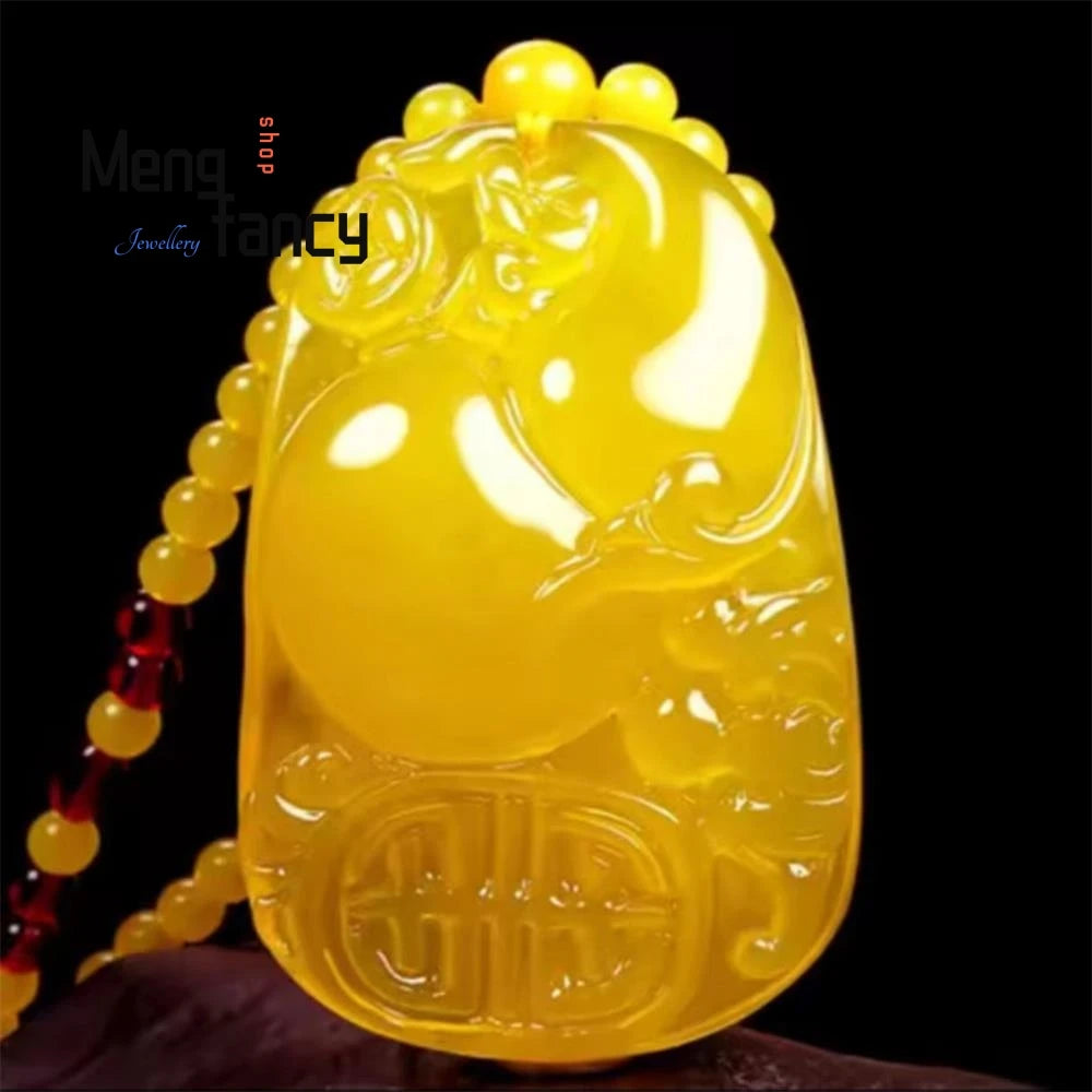 Beeswax Amber Chicken Oil Yellow Water Drop Rose Flower Money Bag Gourd Cabbage Pendant Natural Exquisite Fashion Fine Jewelry