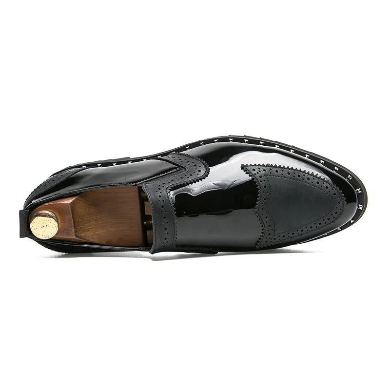 Business Loafers Men Casual Shoes Formal Office Shoes Men Patent Leather Moccasins Luxury Fashion Designer Slip On Driving Shoes - KIMLUD