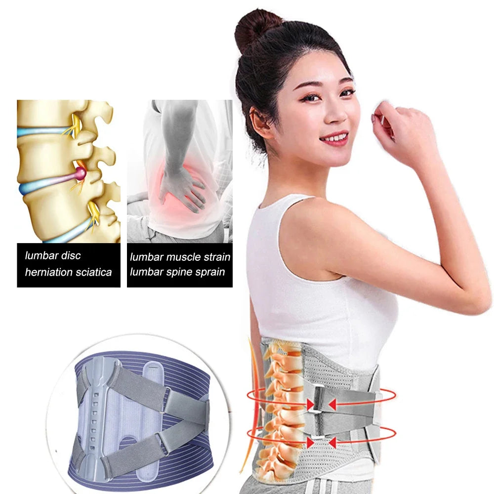 KIMLUD, Waist Lumbar Lower Back Support Belt for Sciatica, Herniated Disc, Scoliosis Back Pain Relief, with Dual Adjustable Straps, KIMLUD Womens Clothes