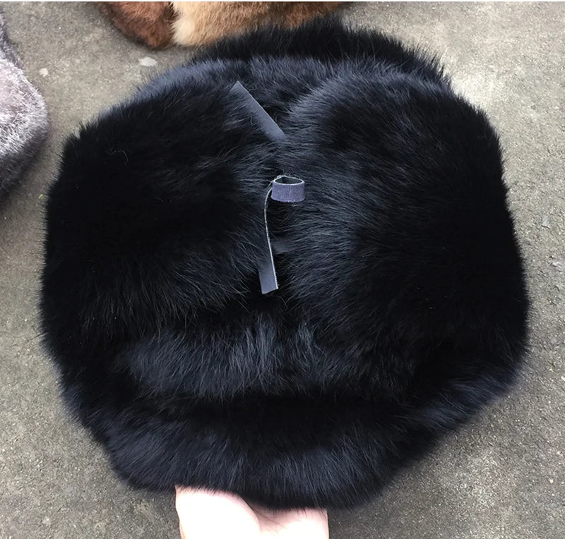 Rabbit Fur Cap Man Winter Genuine 100% Fur Bomber Hat Windproof Warm Earmuffs Male Flat Grey/Black Russian Hat Fitted Casquette