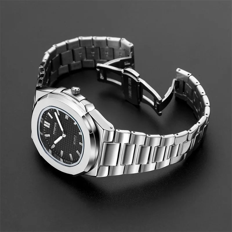 KIMLUD, Luxury Watch Business 30M Waterproof Male Clock Luminous Date Stainless Steel Square Quartz Men Watch reloj hombre 2024 New, KIMLUD Womens Clothes