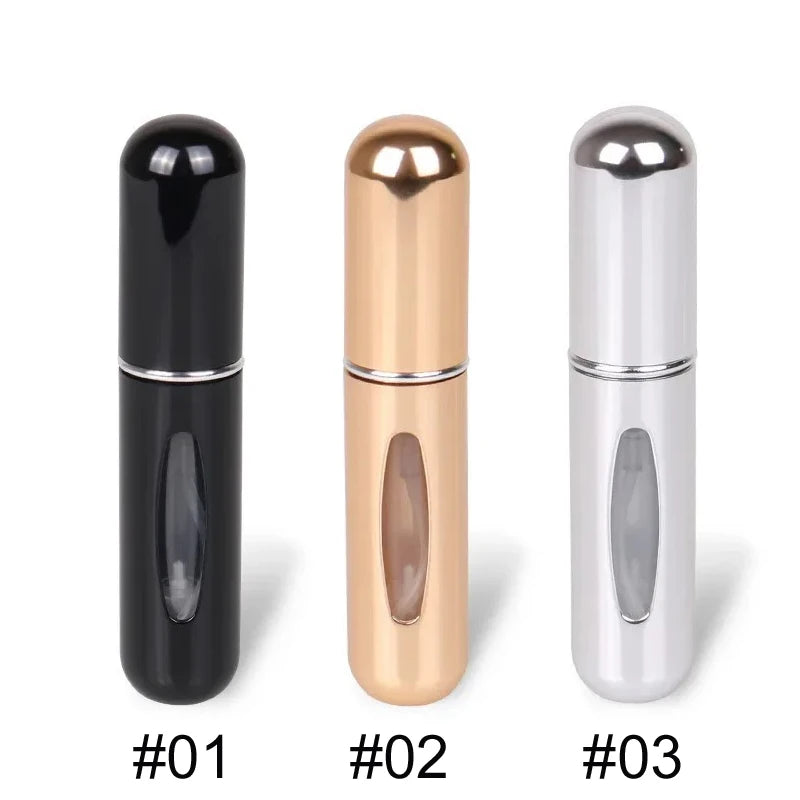 5ml Multi Color Aluminum Mini Perfume Bottle with Spray Pump Portable Empty Refillable Atomizer Bottle for Travel Essential - KIMLUD