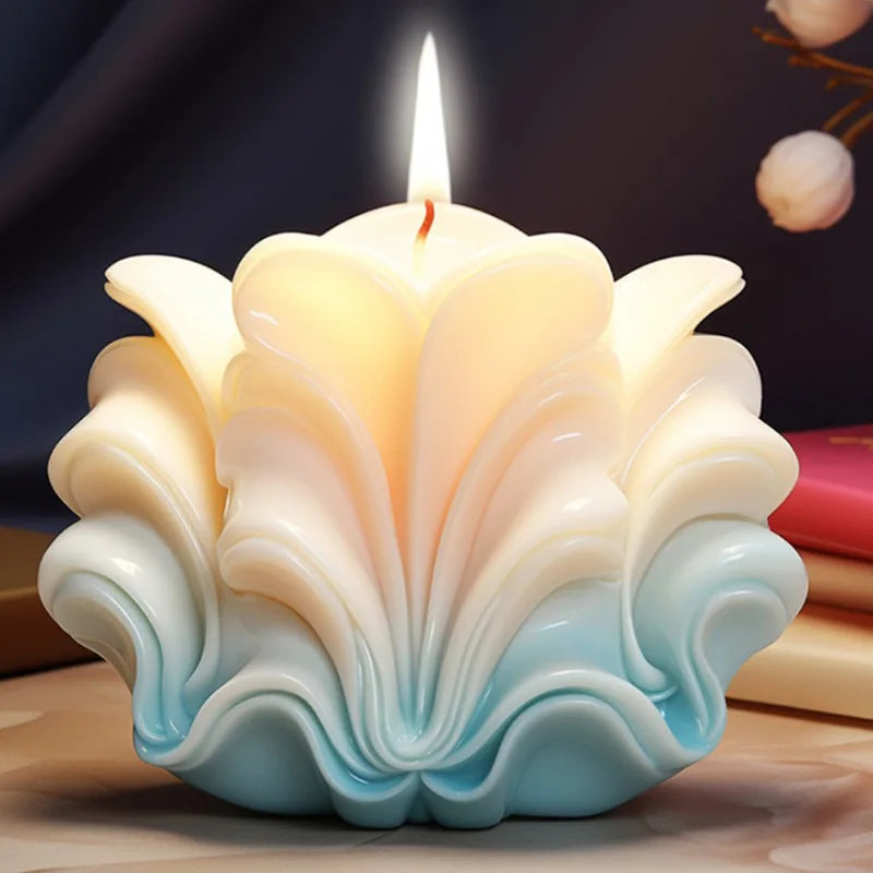 New 3D Shell shaped candle silicone mold wave striped shell cake chocolate silicone mold soap mold water wave shell candle molds - KIMLUD