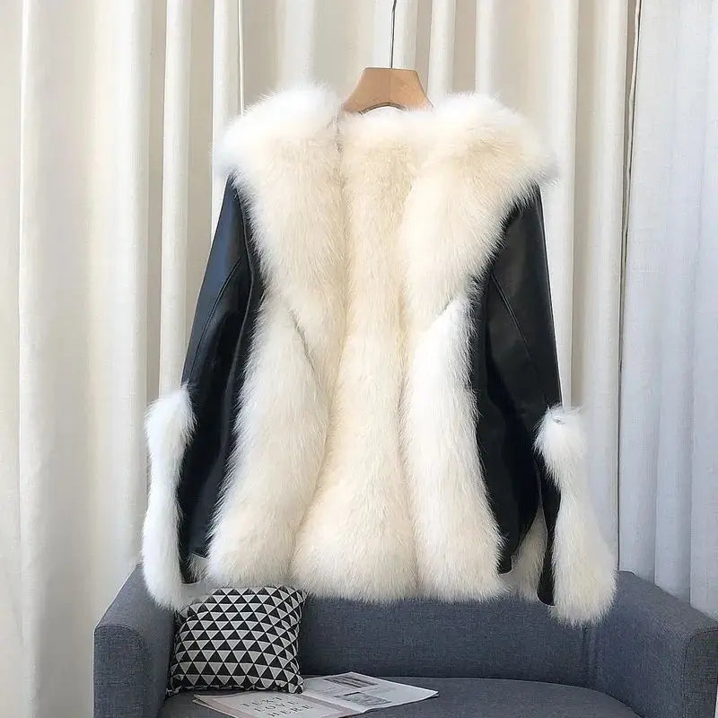 2024 High-End Womens Whole Hide Imitation Fox Fur Fur Coat Winter Short Fur One Warm Jacket Fashion Female Cold Parka Fur Coats