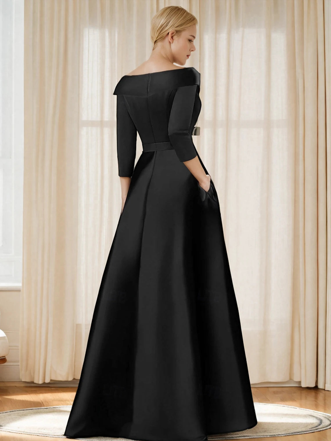 A-Line Evening Gown Elegant Dress Formal Floor Length Shirt Collar Pocket with Appliques dress to impress 2025 free customized