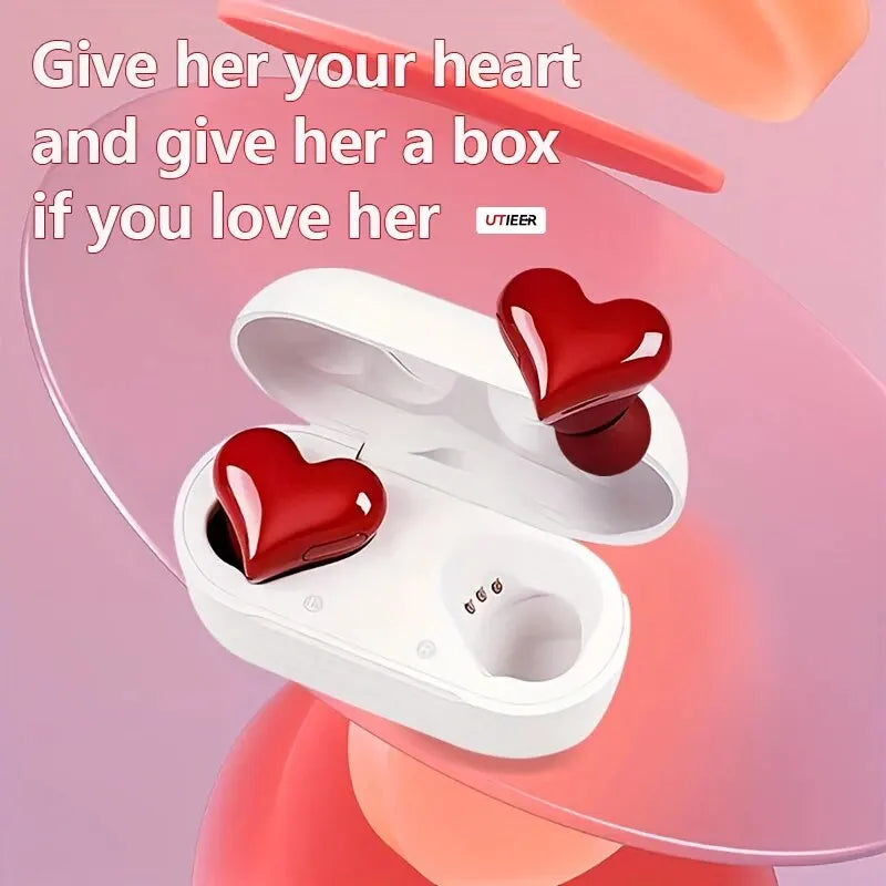 AX30 New Heart Shaped Wireless Design Girls In Ear Wireless Bluetooth Earphones Cute And Fashionable Appearance - KIMLUD