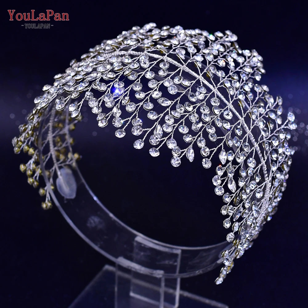 KIMLUD, YouLaPan HP435 Wedding Tiara Crystal Bridal Headband Women Hair Crown Bridal Hair Accessories Bride Headpieces for Party Banquet, HP258-S, KIMLUD APPAREL - Womens Clothes