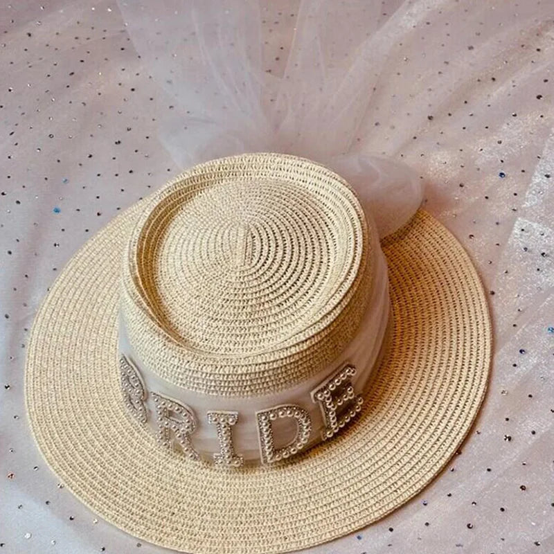 Bride Hat summer beach pool Wedding Bachelorette hen Party Bridal Shower honeymoon Travel decoration gift present Photo props - KIMLUD