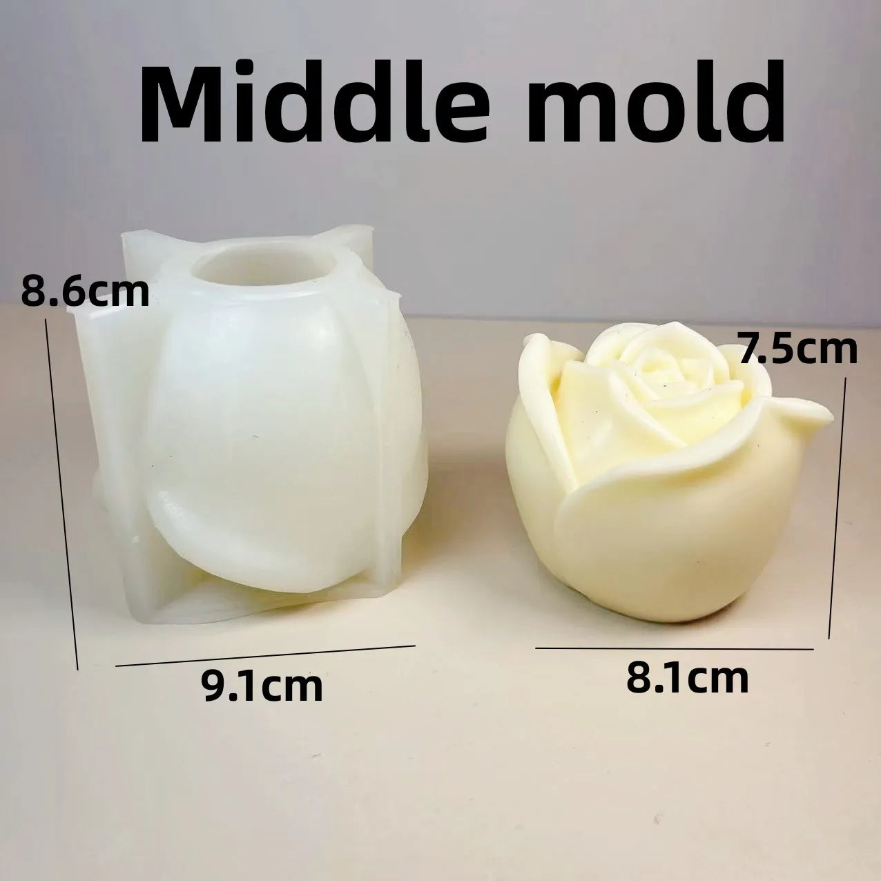 KIMLUD, 3D Large rose candle silicone mold Valentine's Day rose cake chocolate silicone mold home decoration resin plaster mold, Middle mold as show, KIMLUD APPAREL - Womens Clothes