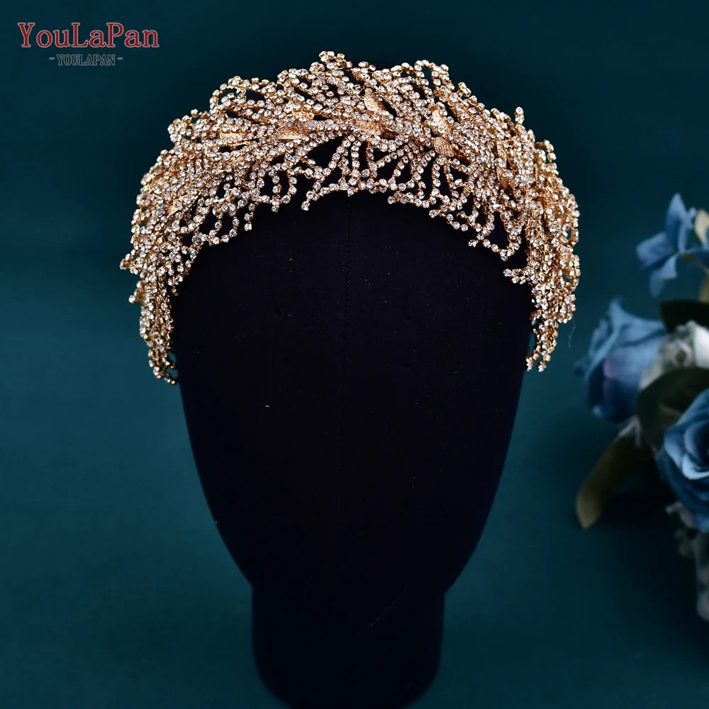 YouLaPan Flower Headband for Bridal Wedding Headpiece Jewelry Hair Accessories Woman Tiara Bride Headdress for Party HP395