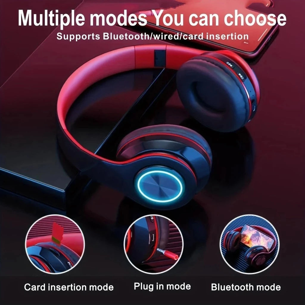 KIMLUD, B39 Headphone With Wireless Bluetooth Colorful Light Pluggable Card Game Music Movement Bluetooth Headset for Phone, KIMLUD Womens Clothes