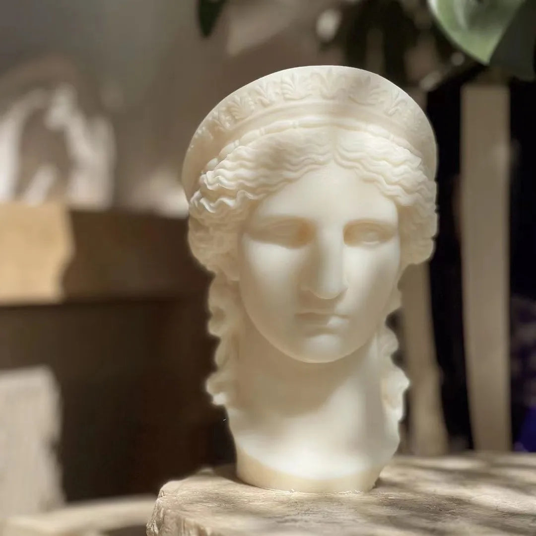 3D Art Hera Athena Statue Silicone Candle Molds Greek Goddess Plaster Portrait Mould Roman Sculpture Art Wax Candles Mould