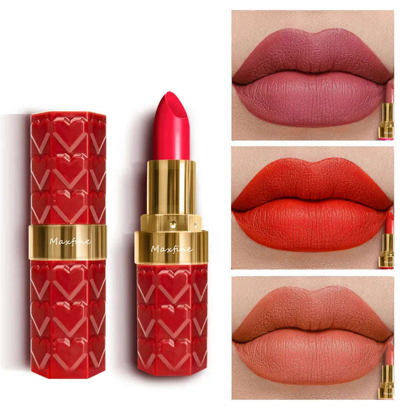 Nude Matte Lipsticks 4 Colors Waterproof Long Lasting Lip Stick Not Fading Sexy Nude Red Pink Velvet Lipsticks Makeup Cosmetic