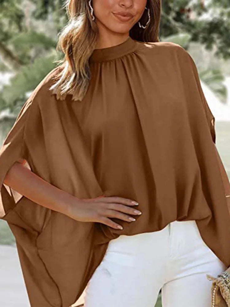 Boho Women's Blouse Elegant Short Sleeve Loose Fashion O-neck White Femme Top Casual Chiffon Blouses For Women 2023 New Summer