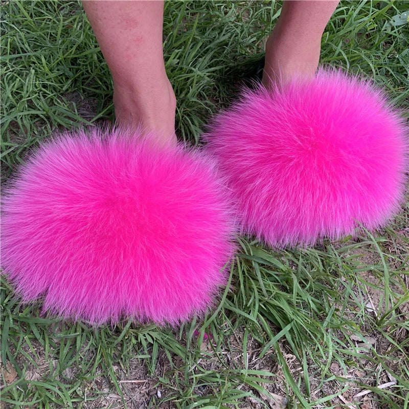 KIMLUD, New Arrival Girl Luxury Fluffy Fur Slippers Ladies Indoor Warm Furry Fur Flip Flops Women Amazing Plush Fur Slides Wholesale Hot, KIMLUD Womens Clothes