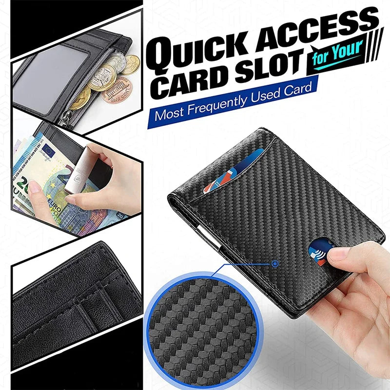 KIMLUD, Carbon Fiber Card Holder Wallets Men Slim RFID Wallet Male Purse Minimalist Black Wallet with Coin Pocket Wallet for Men Choice, KIMLUD Womens Clothes