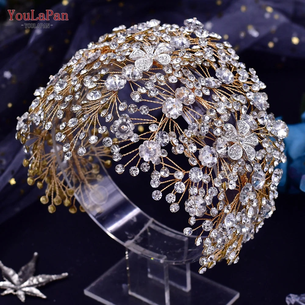 YouLaPan Flower Headband for Bridal Wedding Headpiece Jewelry Hair Accessories Woman Tiara Bride Headdress for Party HP395