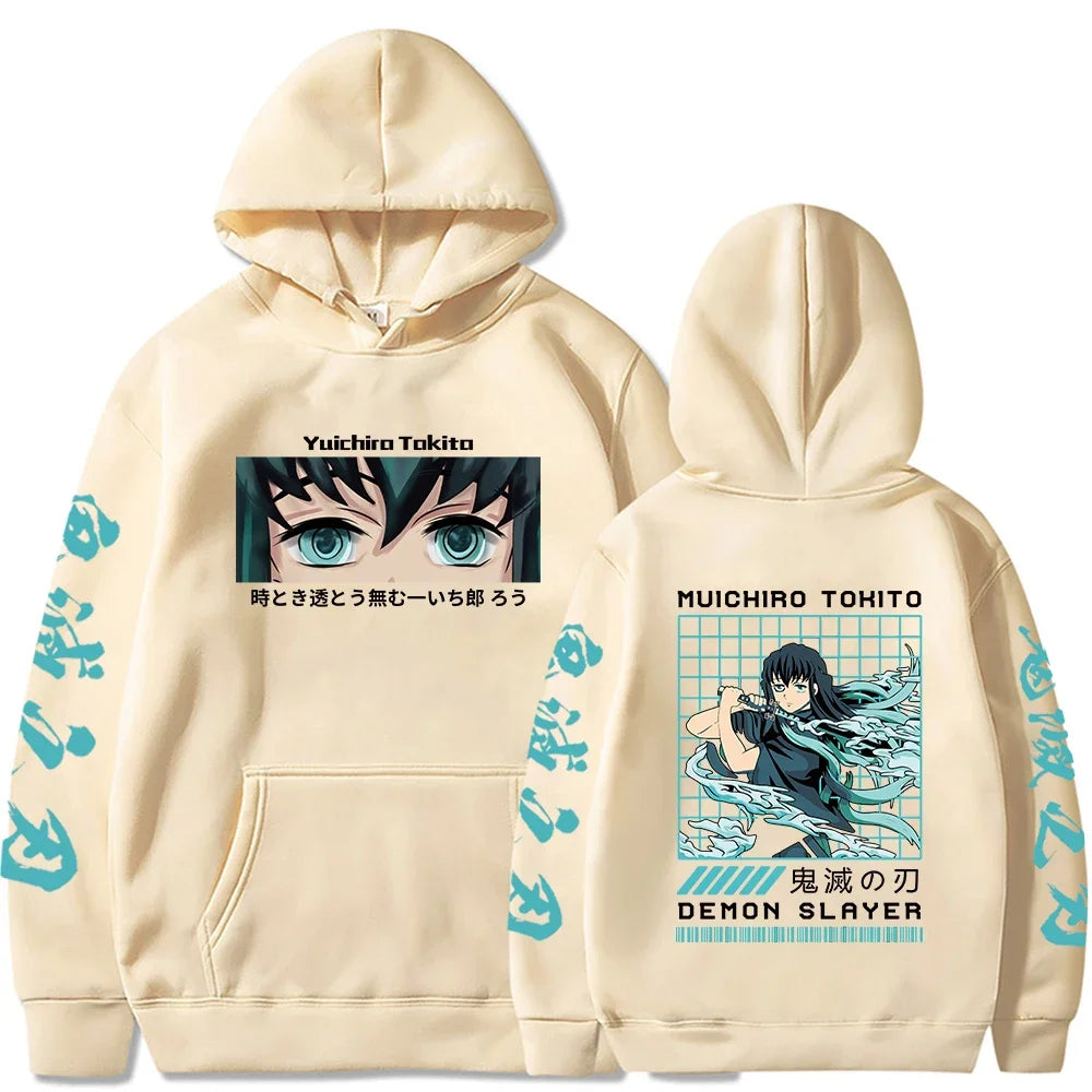 New Funny Japan Anime Demon Slayer Women Hoodies Plus Size Sweatshirt Harajuku Muichiro Tokito Printed Hooded Girl Pullover