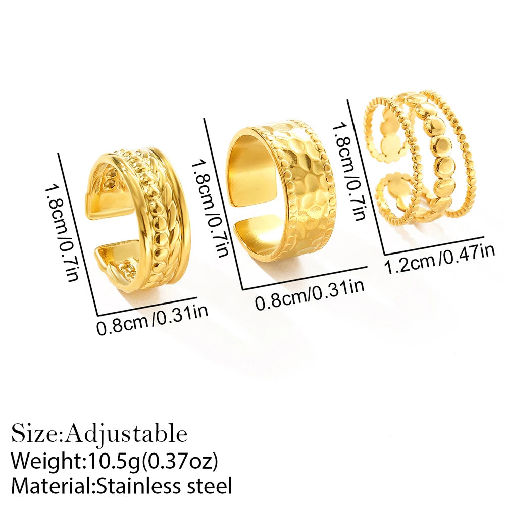 Stainless Steel RingNon-fading High-quality Fashion Bead Patchwork Triple Stacking RingFor Women Jewelry Commuter Matching