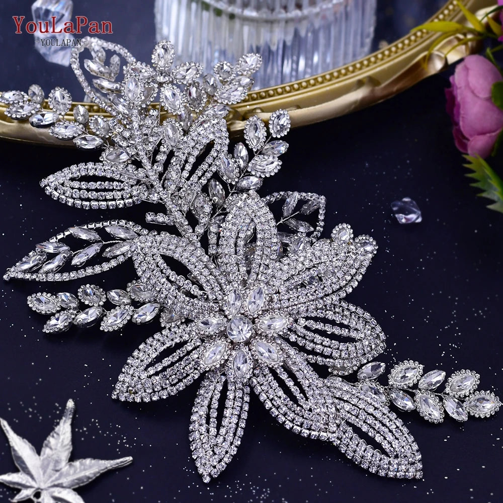 KIMLUD, YouLaPan Alloy Flower Bridal Hair Accessories Wedding Hair Clips Rhinestone Side Hairpin Women Crystal Wedding Headdress HP254, HP427-S-L, KIMLUD APPAREL - Womens Clothes