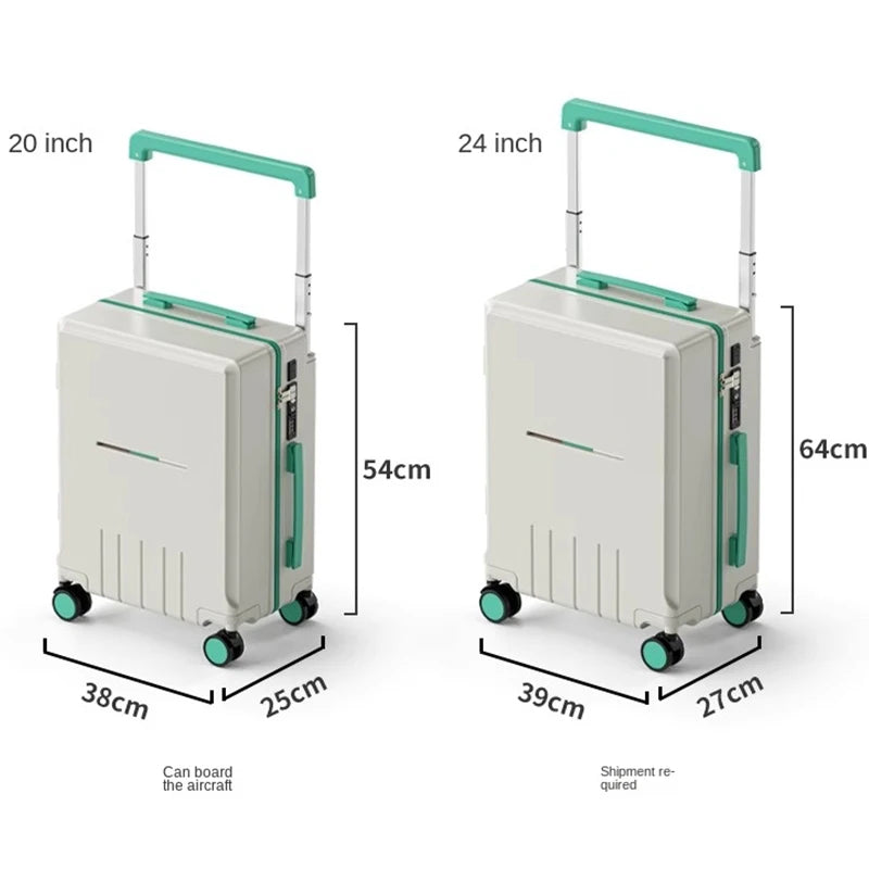 2025 New Wide Handle Suitcase Luggage with USB Cup Holder Unisex 20" 24" Suitcase Trip Cabin TSA Customs Password Trolley Case - KIMLUD